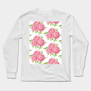 Peony bouquet watercolor pattern Long Sleeve T-Shirt